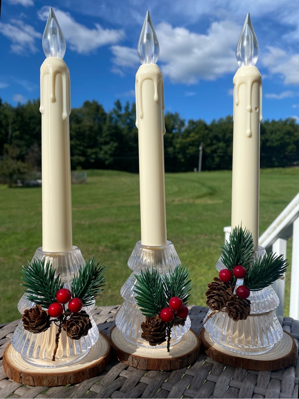 3pc Christmas Candle Holder Set